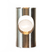 Vintage Mid Century Silver Stainless Steel Cylinder Table Lamp
