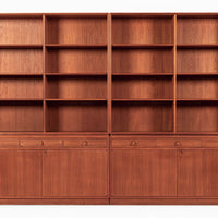 Large Mid Century Swedish Teak Wood Bookshelf Wall Unit by Bodafors