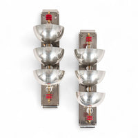 Antique Art Deco Large Silver Metal Wall Sconce Lamps, 34”