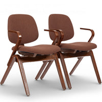 Mid Century Brown Plywood Arm Chairs by Joe Atkinson for Thonet