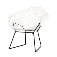 Mid Century White & Black Diamond Wire Chair by Bertoia for Knoll