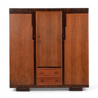 Antique German Art Deco Armoire Wardrobe Cabinet 1930s