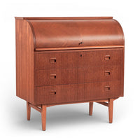 Mid-Century Teak Rolltop Secretary Desk by Egon Ostergaard, Made in Sweden