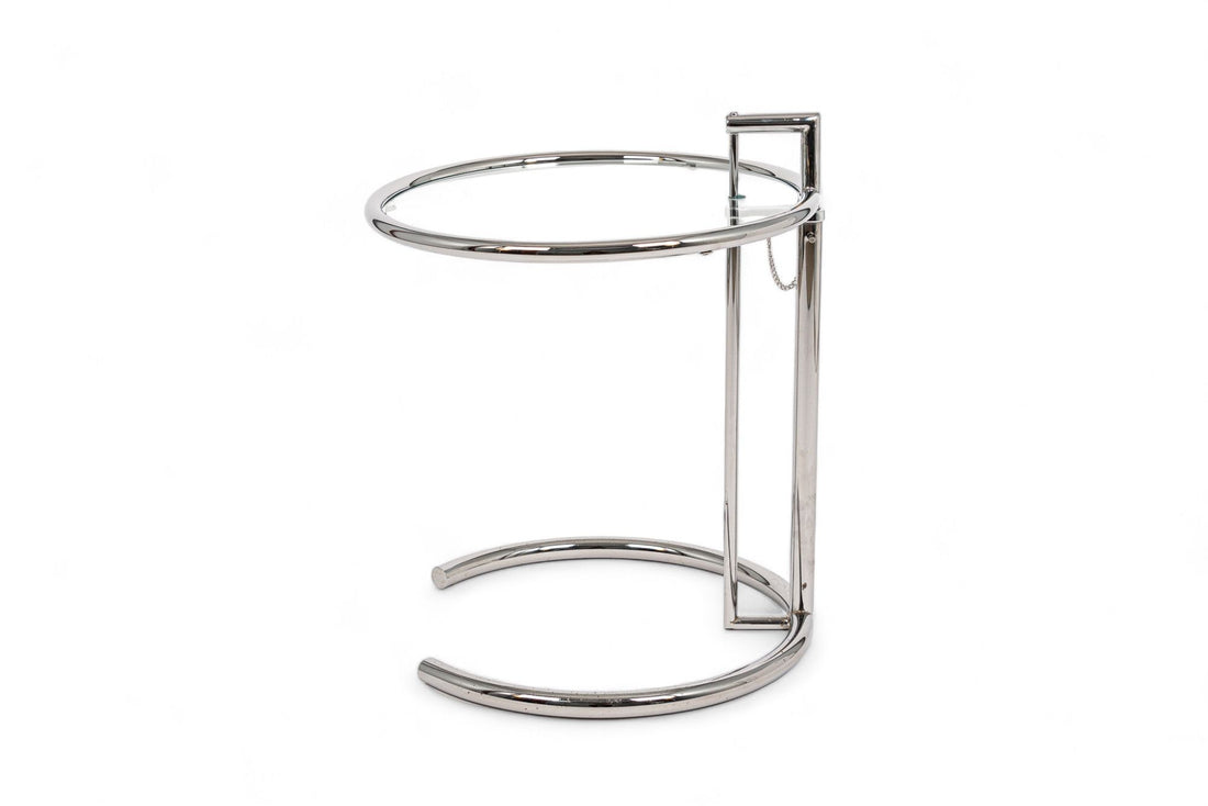 Mid Century Glass & Chrome Round Side Table by Eileen Gray (attr.)
