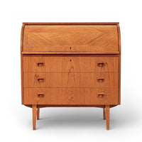 Mid Century Swedish Teak Rolltop Secretary Desk by Egon Ostergaard