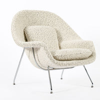 Early Restored Mid Century Ivory Wool Womb Chair by Saarinen for Knoll, Multiples/Custom Avail