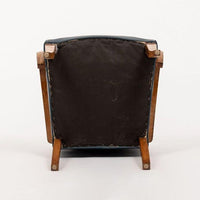 Antique Art Deco Maple Bentwood and Blue Leather Dining Chairs 1930s