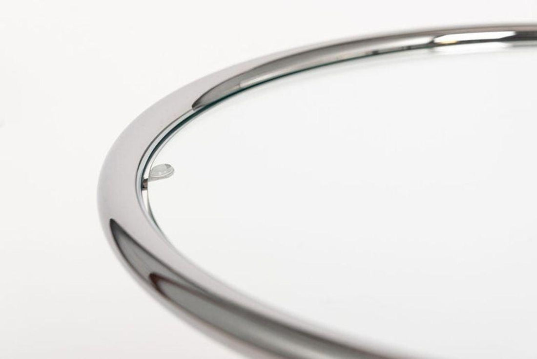 Mid Century Glass & Chrome Round Side Table by Eileen Gray (attr.)