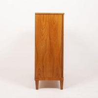 Antique Art Deco Swedish Elm Wood Cabinet with Inlay, 1940s