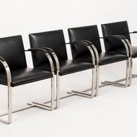 Mid Century Black Brno Chairs by Mies van der Rohe for Knoll Set of 4