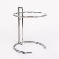 Mid Century Modern Glass & Chrome Round Side Table by Eileen Gray (attr.)
