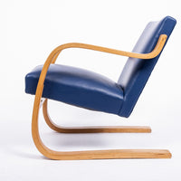 Bauhaus 402 Blue Arm Chair by Alvar Aalto, Made in Finland, 1930s