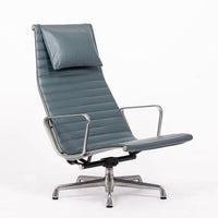 Eames Blue Gray Leather Office Lounge Chair for Herman Miller - 2 Available