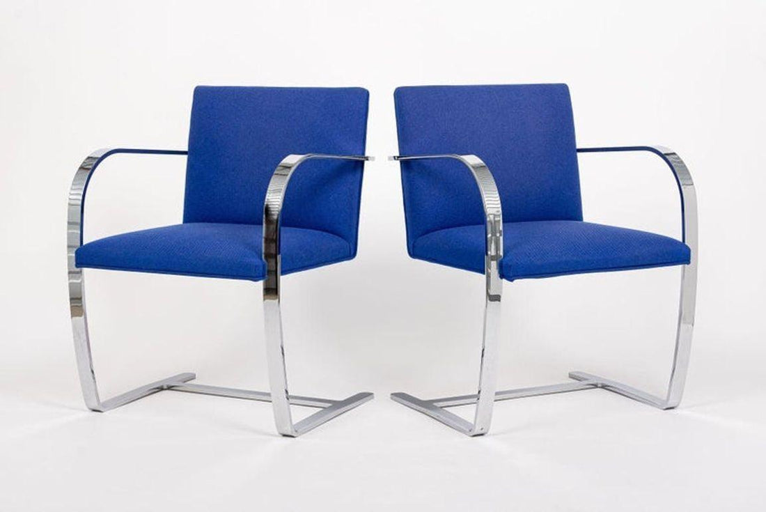 Mid Century Blue Brno Chairs by Mies van der Rohe for Knoll, 2006