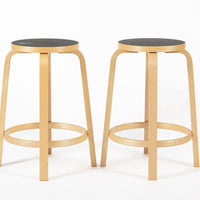 Mid Century Finnish Birch & Black 64 Stools by Alvar Aalto for Artek, 2015