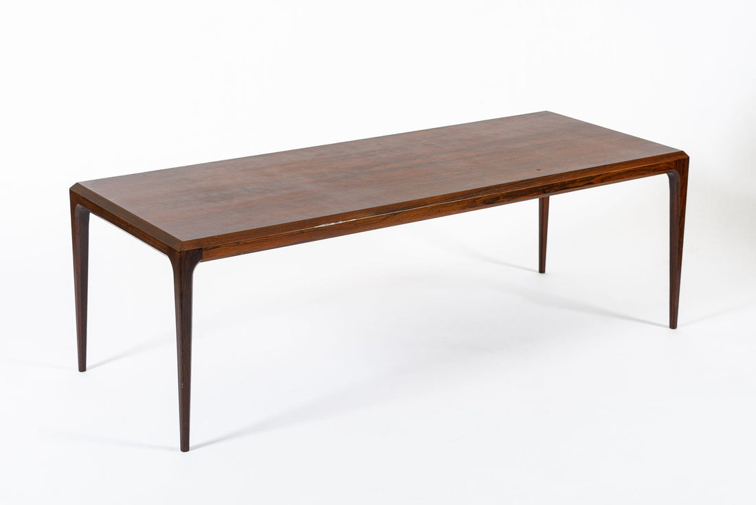 Vintage Danish Modern Long Rosewood Coffee Table by Johannes Andersen 1960s