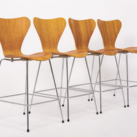 Danish Modern Wood Stools Series 7 by Arne Jacobsen for Fritz Hansen