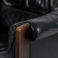 Mid Century Danish Black Leather Lounge Chair in Style of Arne Norell, Matching Sofa