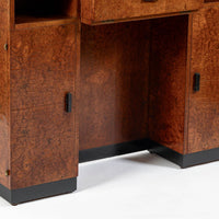 American Art Deco Birdseye Maple Vanity Cabinet or Dressing Table, Circa 1930