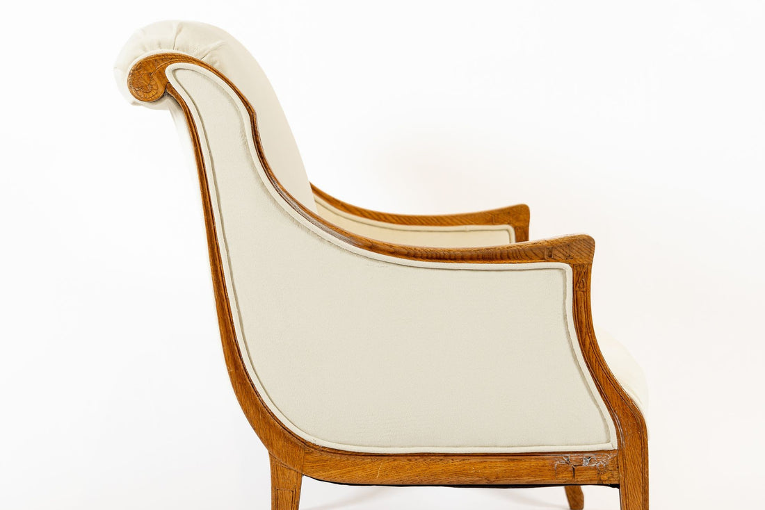 1940s Antique French Art Deco Two-Seat Loveseat Sofa Cream Upholstery