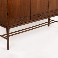 Mid Century Walnut Wood High Cabinet Credenza or Sideboard