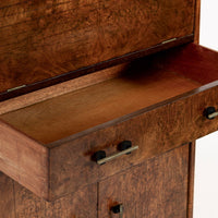 Antique French Art Deco Elm Wood Bar Cabinet 1930s