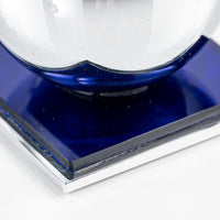 Art Deco Chrome and Cobalt Blue Candleholders by Walter von Nessen for Chase, 1930s