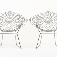 Mid Century Silver Diamond Wire Lounge Chairs by Harry Bertoia for Knoll