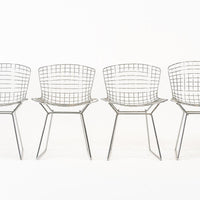 Mid Century Modern Silver Wire Dining Side Chairs by Harry Bertoia for Knoll
