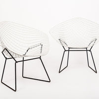Mid Century White Diamond Wire Chairs by Bertoia for Knoll