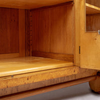 Antique French Art Deco Birdseye Maple Wardrobe Cabinet 1930s