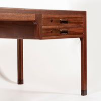 Large Mid Century Danish Modern Mahogany Wood Executive Desk