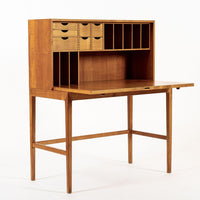 Exceptional Mid Century Danish Drop-Front Secretary Desk & Wall Shelf by Ditzel