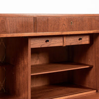 Mid-Century Danish Modern Teak Secretary Desk Cabinet 1960s