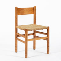 Mid Century Dutch Oak Wood and Rush Chairs by Johan van Heuvel