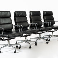Authentic Eames Herman Miller Tall Black Leather Office Chairs, 2001 - Set of 4