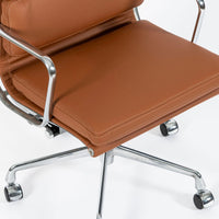 Herman Miller Eames Tall Medium Brown Leather Desk Chair Soft Pad