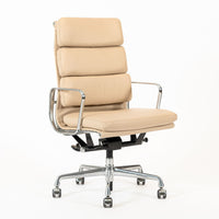 Eames Herman Miller Tall Cream Leather Office Chair Aluminum Group