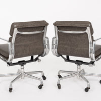 2000s Eames Herman Miller Gray Leather Desk Chairs Aluminum Group