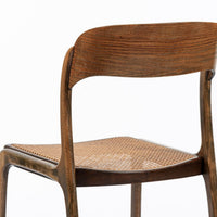 Mid Century Modern French Wood & Cane Wicker Chairs by Baumann
