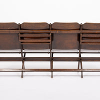 Antique Wood Theater Chairs Four-Seat Folding, GM Building, Detroit