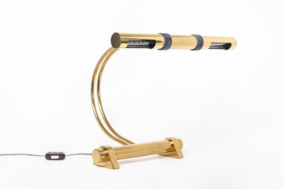 Vintage Tubular Brass Table Lamp by Casella Lighting, 1970s