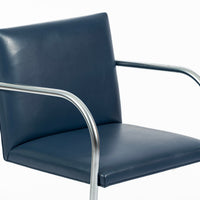 Mid Century Modern Blue Leather Brno Arm Chairs by Mies van der Rohe for Knoll, Set of 4