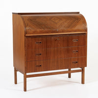 Mid Century Swedish Teak Rolltop Secretary Desk by Egon Ostergaard