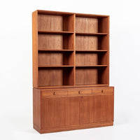 Large Mid Century Swedish Teak Wood Bookshelf Wall Unit by Bodafors