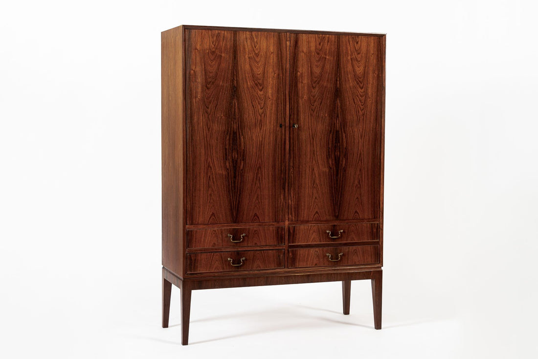 Mid Century Swedish Modern Tall Rosewood Cabinet
