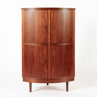 Mid Century Danish Modern Teak Wood Corner Cabinet 1960s