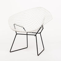 Mid Century White & Black Diamond Wire Chair by Bertoia for Knoll