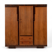 Antique German Art Deco Armoire Wardrobe Cabinet 1930s