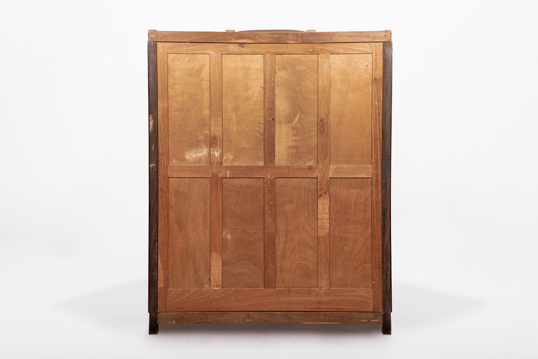 Antique French Art Deco Macassar Ebony Wood Wardrobe Armoire Cabinet, 1940s